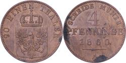 World Coins - Kingdom of Prussia, Friedrich Wilhelm IV, 4 Pfennig, 1860, Berlin, Copper
