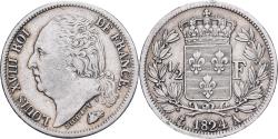 World Coins - France, Louis XVIII, 1/2 Franc, 1824, Paris, Silver, , Gadoury:401