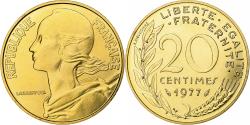 World Coins - France, 20 Centimes, Marianne, 1977, Paris, série FDC, Copper-nickel Aluminium