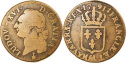 World Coins - France, Louis XVI, Sol, 1791, Metz, , Copper, KM:602.1, Gadoury:350