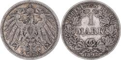 World Coins - Coin, GERMANY - EMPIRE, Wilhelm II, Mark, 1892, Berlin, , Silver, KM:14