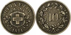 World Coins - Switzerland, 10 Rappen, 1871, Bern, Billon, , KM:6