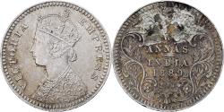 World Coins - British India, Victoria, 2 Annas, 1889, Bombay, Silver, , KM:488