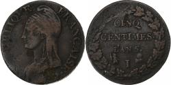 World Coins - France, Directoire, 5 Centimes, Dupré, AN 5, Limoges, Copper,