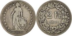 World Coins - Switzerland, 2 Francs, 1874, Bern, Silver, , KM:21