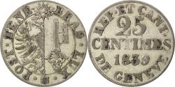 World Coins - Coin, SWISS CANTONS, GENEVA, 25 Centimes, 1839, , Billon, KM:129