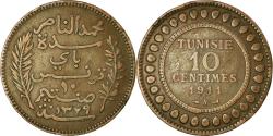 World Coins - Coin, Tunisia, Muhammad al-Nasir Bey, 10 Centimes, 1911, Paris,
