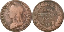 World Coins - Coin, France, Dupré, 5 Centimes, AN 7, Strasbourg, , Bronze, KM:640.4