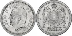 World Coins - Monaco, Louis II, 2 Francs, Undated (1943), Monnaie de Paris, Aluminum