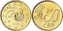 World Coins - Spain, 50 Centimes, Miguel de Cervantes, 2000, Madrid, Nordic gold,