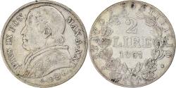 World Coins - Coin, ITALIAN STATES, PAPAL STATES, Pius IX, 2 Lire, 1867-XXII, Roma,