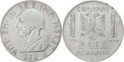 World Coins - Albania, Vittorio Emanuele III, 2 Lek, 1939, Rome, Stainless Steel,
