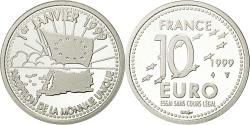 World Coins - France, Medal, 10 Euro Essai, Adoption de la monnaie Unique, 1999,