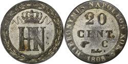 World Coins - Kingdom of Westphalia, Jérôme Bonaparte, 20 Centimes, 1808, Kassel, Billon