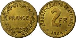World Coins - France, 2 Francs, France Libre, 1944, Philadelphia, Brass,