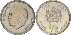 World Coins - Coin, Morocco, al-Hassan II, 1/2 Dirham, 1987, Paris, , Copper-nickel