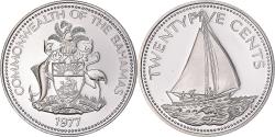 World Coins - Coin, Bahamas, Elizabeth II, 25 Cents, 1977, Franklin Mint, U.S.A., Proof