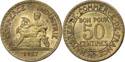 World Coins - France, 50 Centimes, Chambre de commerce, 1927, Paris, Aluminum-Bronze