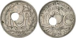 World Coins - France, 10 Centimes, Lindauer, 1938, Paris, Off-centered hole, Copper-nickel