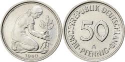 World Coins - Federal Republic of Germany, 50 Pfennig, 1990, Berlin, Copper-nickel,