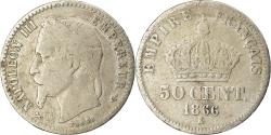 World Coins - Coin, France, Napoleon III, Napoléon III, 50 Centimes, 1866, Bordeaux