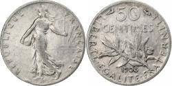 World Coins - France, 50 Centimes, Semeuse, 1908, Paris, Silver, , Le Franc:F.190