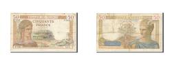 World Coins - Banknote, France, 50 Francs, 50 F 1934-1940 ''Cérès'', 1938, VF(20-25)