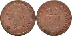 World Coins - Coin, France, Louis XVI, Liard, Liard, 1791, Rouen, Incuse strike,