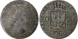 World Coins - German States, PRUSSIA, Friedrich Wilhelm III,4 Groschen,1803,Berlin, F, Silver