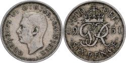 World Coins - Coin, Great Britain, George VI, 6 Pence, 1951, , Copper-nickel, KM:875