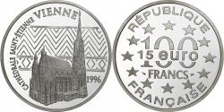 World Coins - France, 100 Francs-15 Euro, Vienne - Cathédrale Saint-Etienne, 1996, Paris
