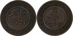 World Coins - Morocco, 'Abd al-Aziz, 10 Mouzoumas, 1903/AH1321, Berlin, Bronze,