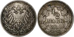 World Coins - GERMANY - EMPIRE, 1/2 Mark, 1916, Hambourg, Silver, , KM:17