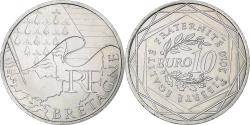 World Coins - France, 10 Euro, Bretagne, 2010, Paris, Silver,