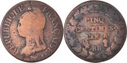 World Coins - Coin, France, Dupré, 5 Centimes, AN 8, Strasbourg, , Bronze, KM:640.4