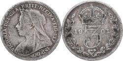 World Coins - Great Britain, Victoria, 3 Pence, 1901, Silver, , KM:777