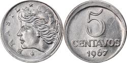 World Coins - Coin, Brazil, 5 Centavos, 1967, error broadstruck, , Stainless Steel