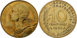 World Coins - France, 10 Centimes, Marianne, 1980, Paris, Aluminum-Bronze,
