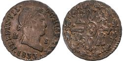World Coins - Spain, Ferdinand VII, 2 Maravedis, 1833, Segovia, Copper,
