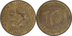 World Coins - Federal Republic of Germany, 10 Pfennig, 1988, Karlsruhe, Brass Clad Steel