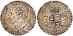 World Coins - Spain, Alfonso XII, 5 Pesetas, 1876, Madrid, Silver,