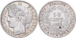 World Coins - France, 50 Centimes, Cérès, 1871, Paris, Silver, , Gadoury:419