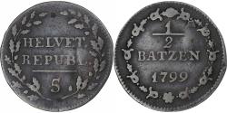 World Coins - Switzerland, République helvétique, 1/2 Batzen, 1799, , Billon, KM:A5