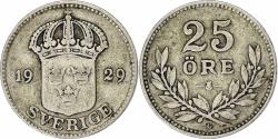 World Coins - Sweden, Gustaf V, 25 Öre, 1929, Silver, , KM:785