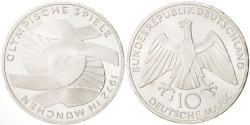 World Coins - GERMANY - FEDERAL REPUBLIC, 10 Mark, 1972, Hamburg, , Silver, KM:131
