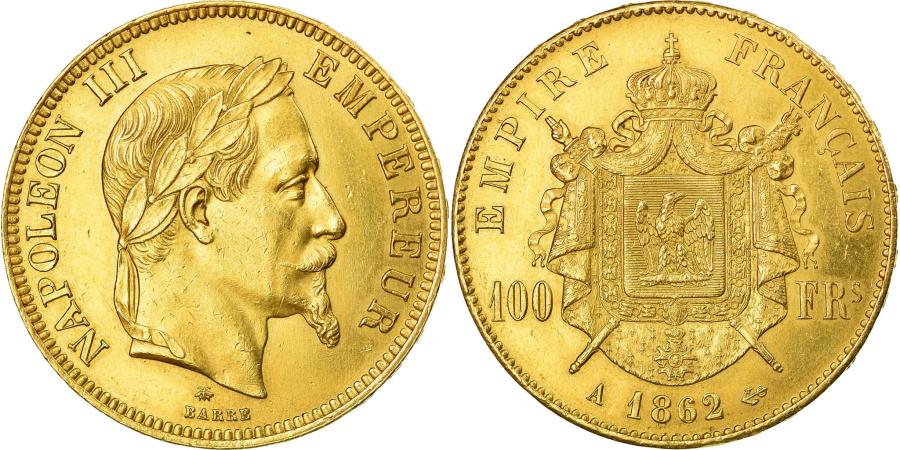 World Coins - Coin, France, Napoleon III, Napoléon III, 100 Francs, 1862, Paris,