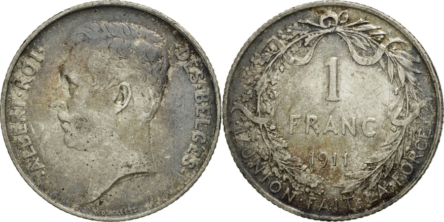 Belgium, Franc, 1911, , Silver, KM72 European Coins