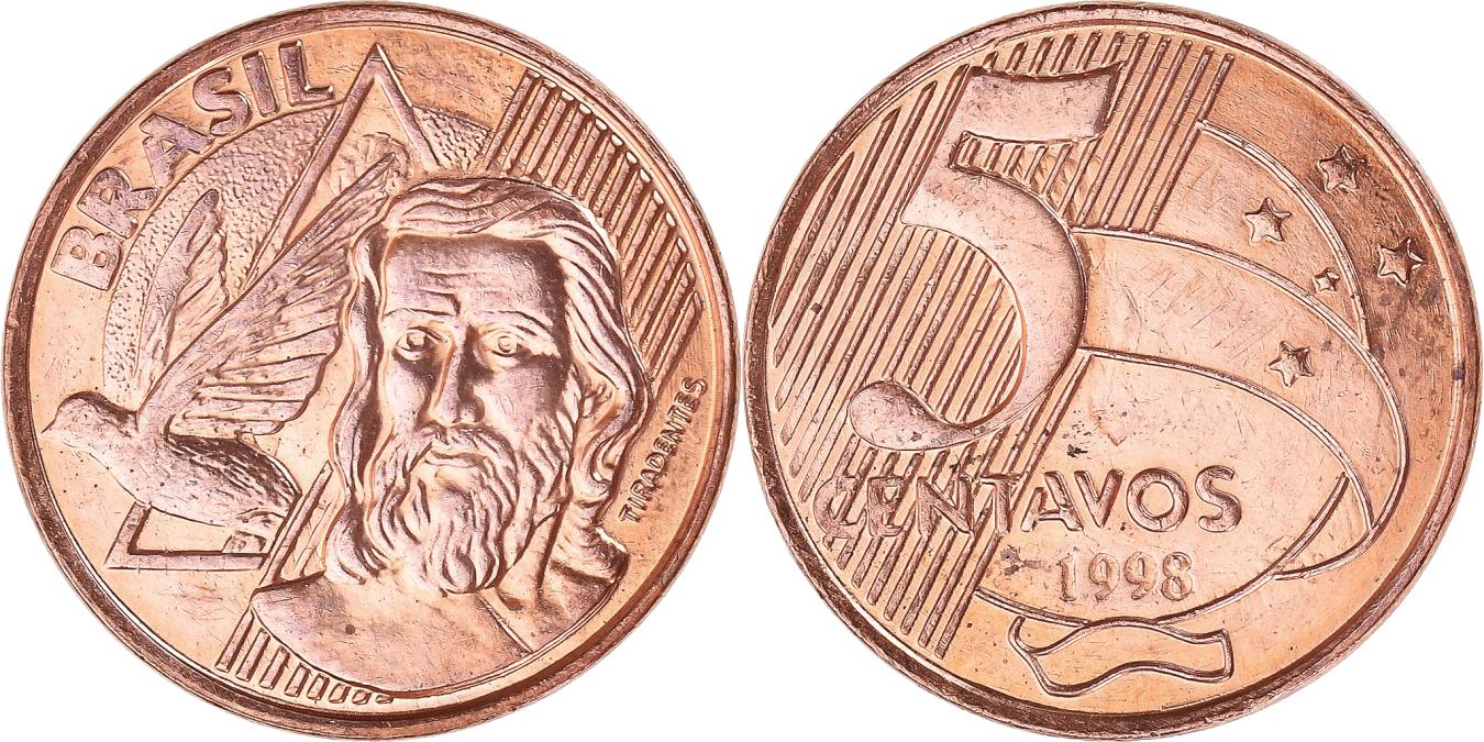 Coin, Brazil, 5 Centavos, 1998, , Copper Plated Steel, KM:648