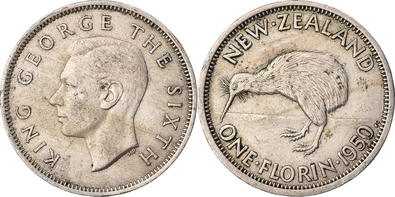 Coin, New Zealand, VI, Florin, 1950, , Coppernickel, KM18