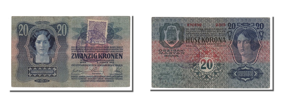 World Coins - Yugoslavia, 20 Kronen, 1913, KM #7, 1913-01-02, AU(55-58), 2315